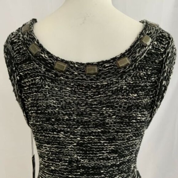BCBGMaxAzria Open Knit Body-con Sweater Dress Cocktail Beaded Black M - Picture 8 of 9